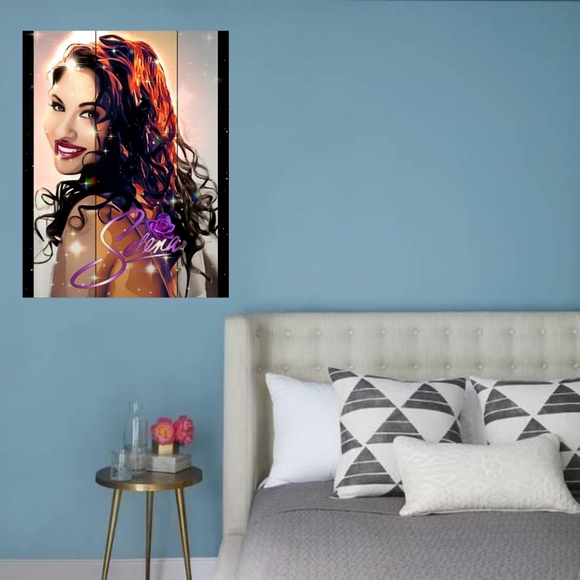 Selena Quintanilla Art Poster 11x8.5 Print Glittering Rhinestones Diamond Print - Picture 2 of 2
